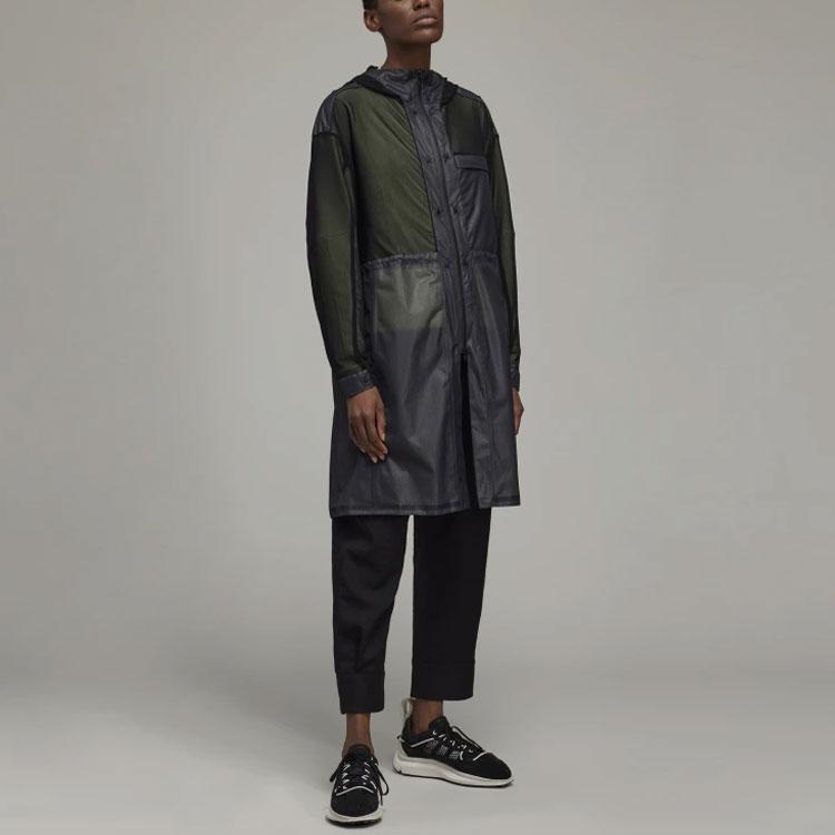 Y-3 SS22 Solid Color Mid-Length Hooded Coat Women Coats Black HG8672