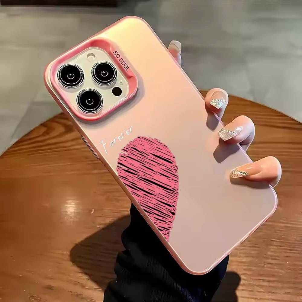 Red Love C-couple wallpaper Phone Case Color Silver Shell For IPhone 17 16 15 14 13 12 11 Pro Max Plus