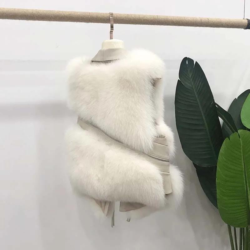 Fur Vest Women's Short Jacket Slim Fashion Autumn and Winter Waistcoat Stitching Fluffy Fox Vest