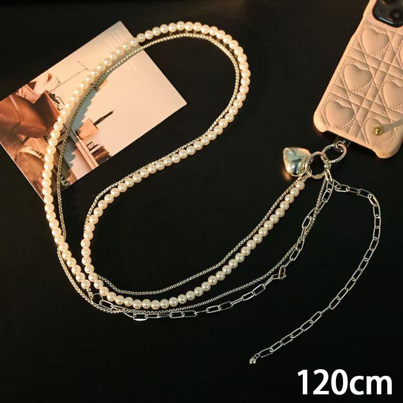 Korean Pearl Chain Stylish Accessories Phone Lanyard Beaded Charm Crossbody Bag Chain