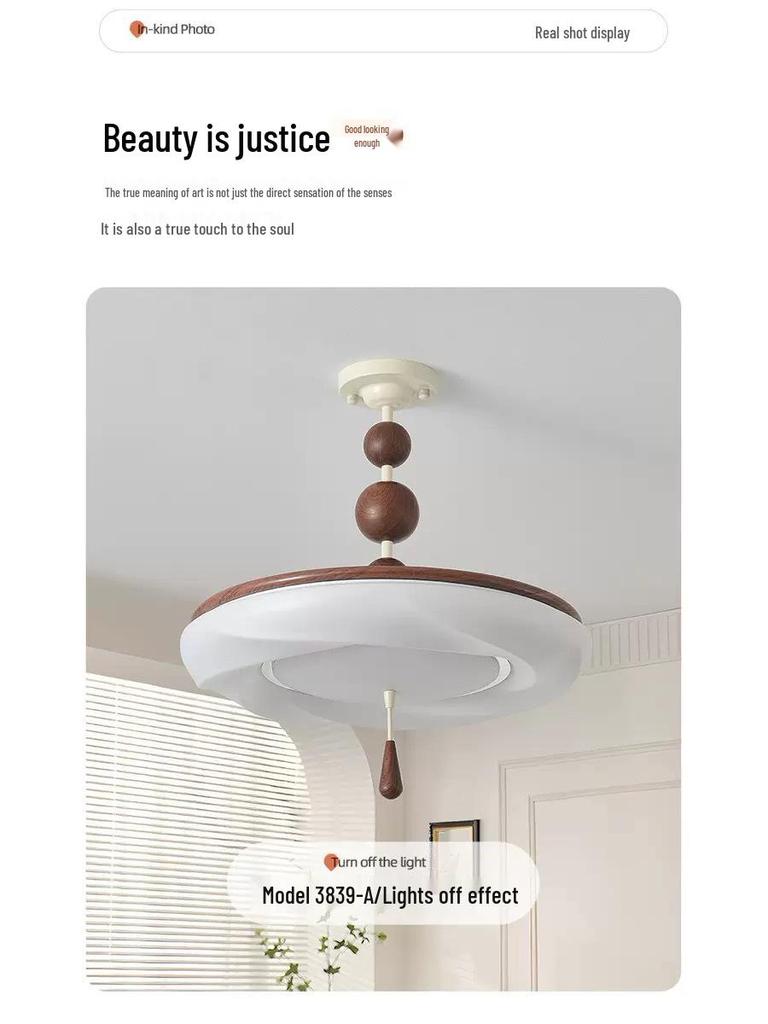 French Retro Cream Ceiling Light - Full Spectrum Eye Protection Chandelier for Bedroom or Study.