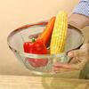 1pcs Stainless Steel Rice Washing Sieve Fine Mesh Basket Kitchen Colander Fruit Rinser Strainer Container Vegetable Washing Bowl