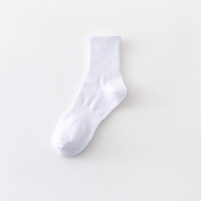 Men's White Summer Basketball Socks - Sweat-Absorbent, Deodorant, Mid-Tube, Ideal for Running & Sports