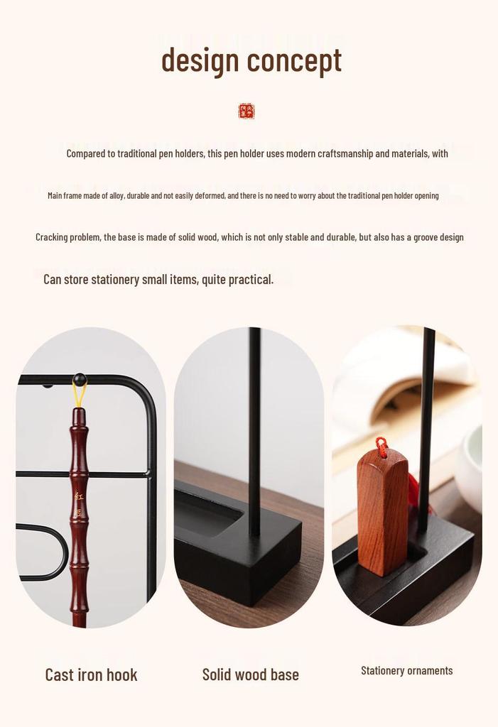Auspicious Cloud Chinese Pen & Brush Holder – Wrought Iron Stand & Storage Rack