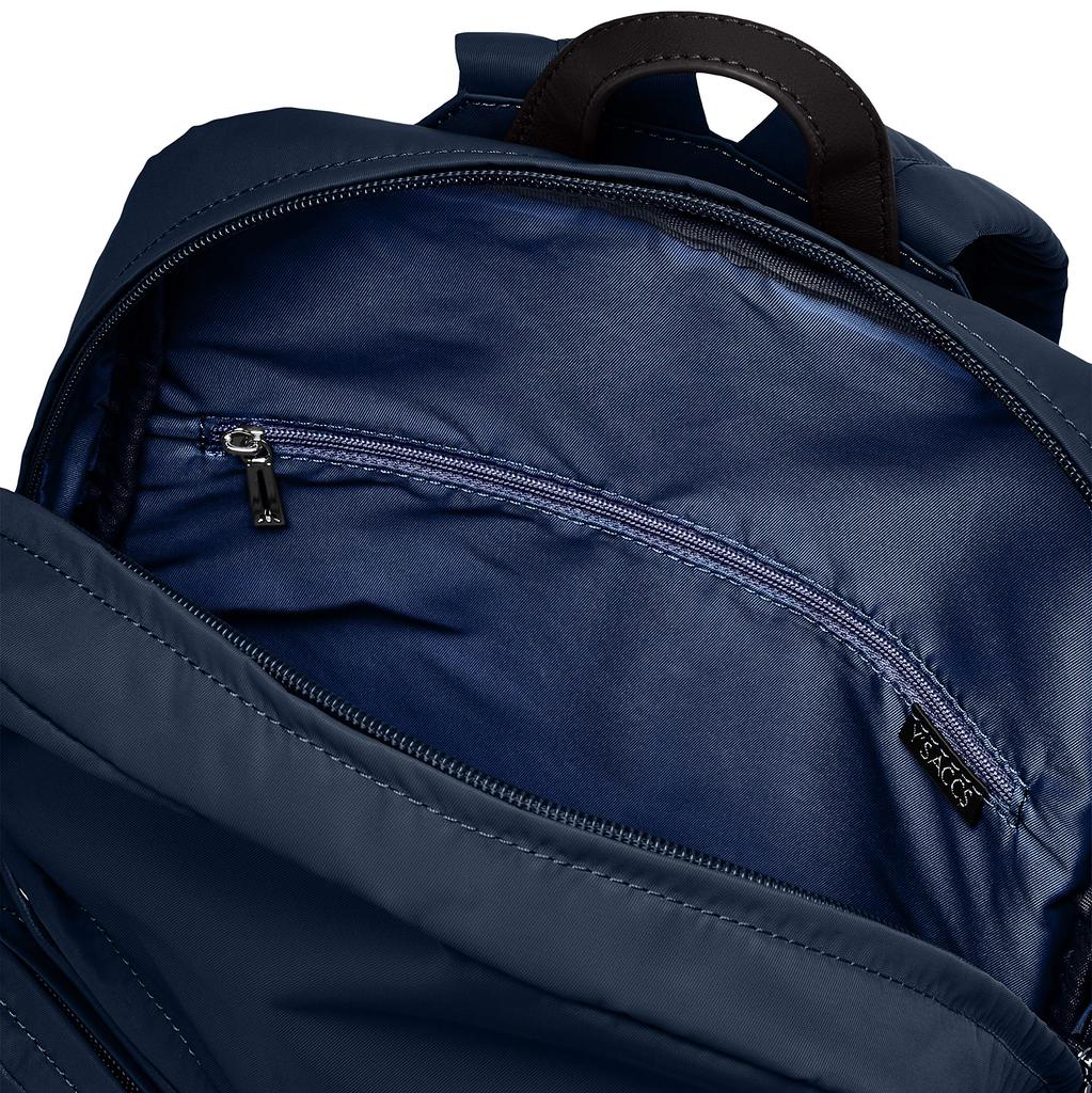 Recycled Double Pocket Navy [Isaac] Backpack, Nylon, Backpack, Women's,