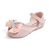 Girls' Angel Button and Bow-Decorated Patent Leather Soft-Sole Princess Shoes / Fish-Mouth Children's Princess Sandals
