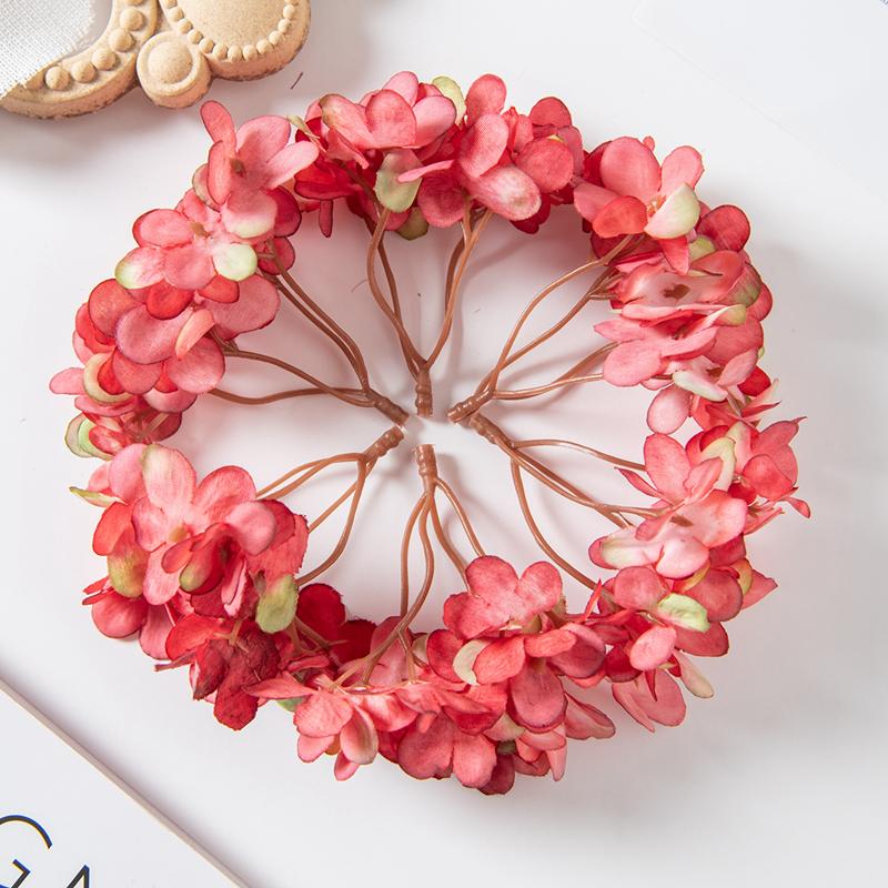 10PCS Silk Hydrangea Heads Artificial Flowers for Home Wedding Decor Candy Box Garlands Handmade Flower Arrangement Accessories