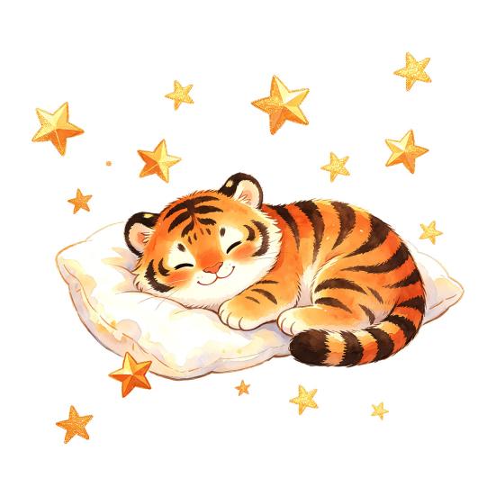 Sleeping Tiger Wall Sticker Self-adhesive Wall Art Removable Cartoon Tiger Animal Wall Decoration
