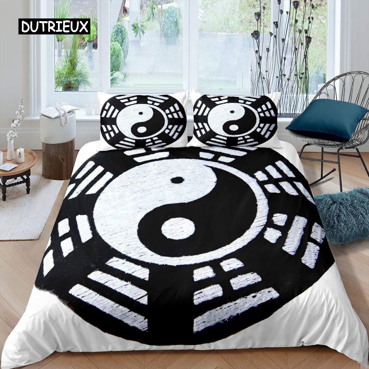 

Stylish Warm Twin King Comforter Quilt Yin Yang Boho Trippy Art Gossip Traditional Ying Theme Size Polyester Comforter (quilt)-EU Single(135*200cm)3pcs