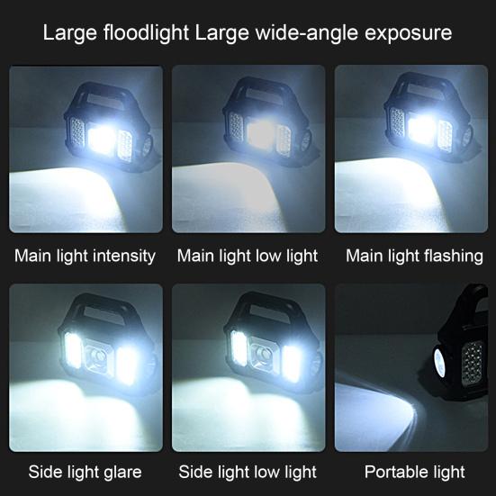 Camping Light Solar Operated Rechargeable Portable Multifunctional 6 Modes Adjustable Illumination Side Light