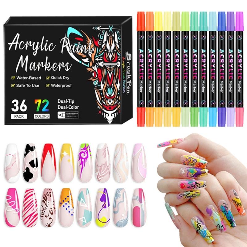12 Stück Professionelle Nagelmarker mit 0,5 mm Präzisionsspitze und 24 reichen Schnelltrocknenden Farben Nagelkunst Kreationen Stifte