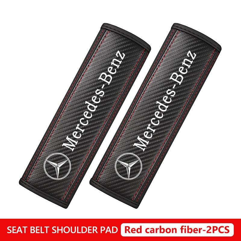 AABGR1 For Benz Car Logo Seat Belt Cover Shoulder Protector Leather Accessories Exclusive AMG SPRINTER V CLASS VIANO W124 W203 W204