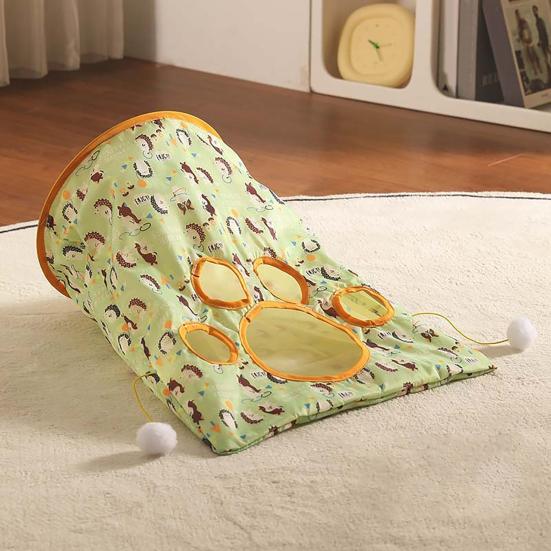 Cat Tunnel Bag for Indoor Cats Foldable Pet Tunnel Crinkle Sack with Plush Balls Interactive Hide And Seek Cat Toy