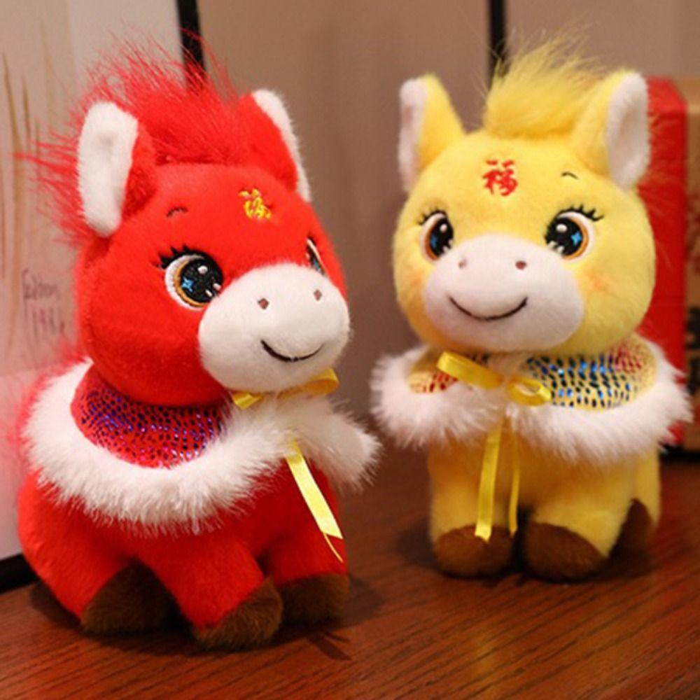 With Flower Horse Mascot Stuffed Animal Soft Horse Plush Doll Pentant Year of Horse