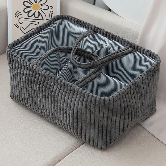 Fabric Storage Basket For Diapers And Clothes With Dividers For Nursery Organization