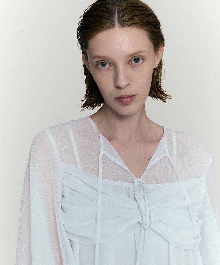NORMOR Strap Detail Chiffon Dress White