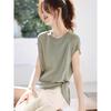 Mohan Yimei Women's Pleated Round Neck T-Shirt