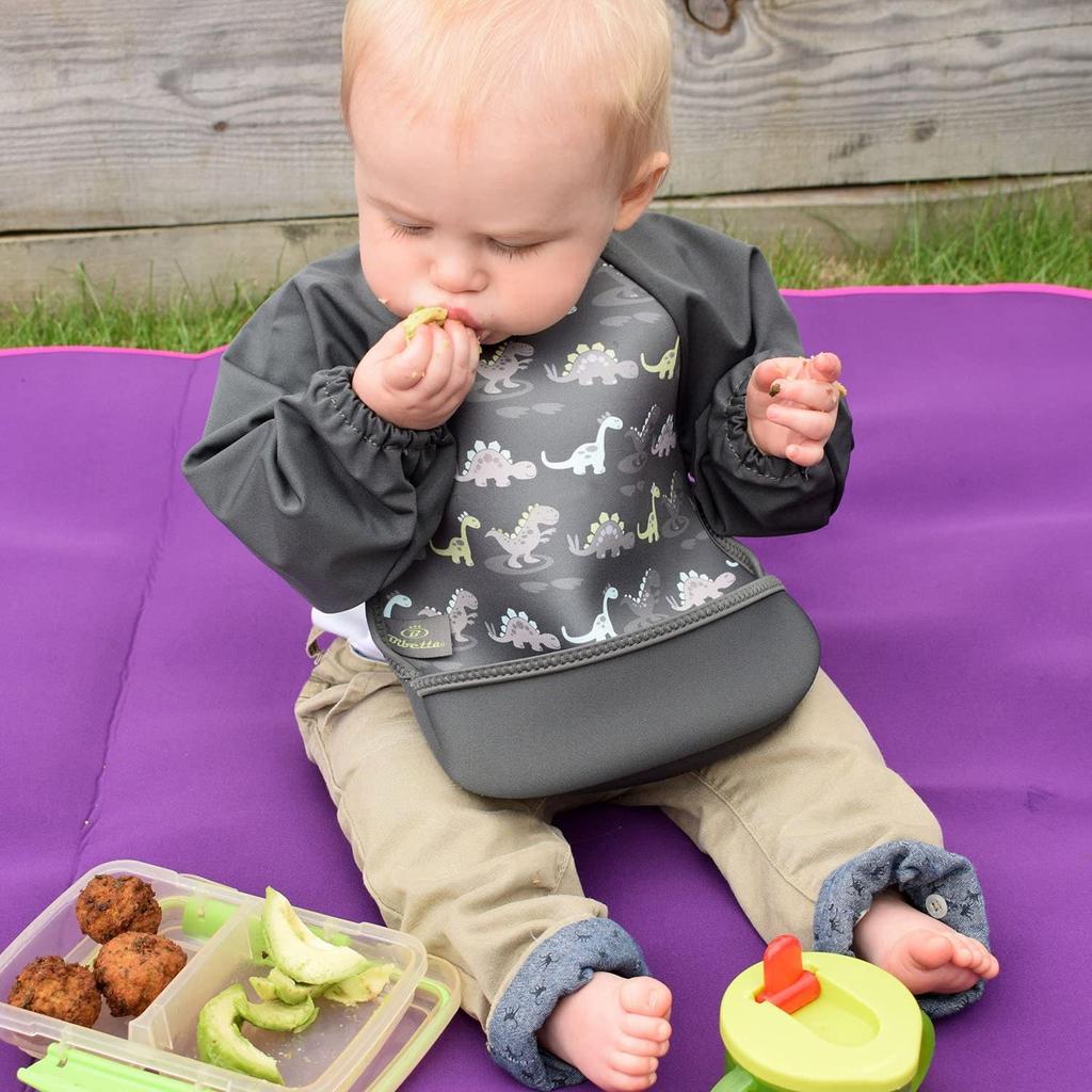 Bibetta Waterproof Apron with Ultra Raglan Dinosaur Roll-Up Sleeves, Bib, Sleeves,