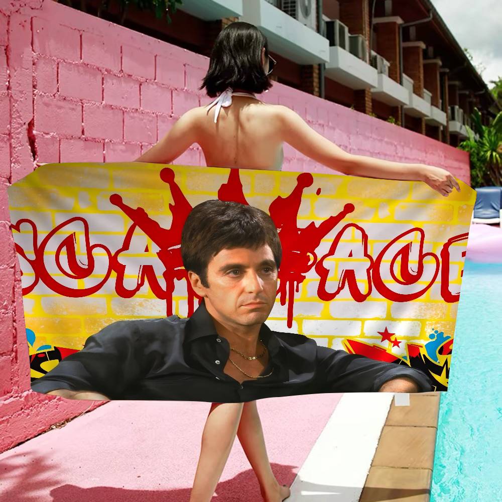 

Classics S-Scarface 1983 Film Anime Beach Swimming Towel Soft Absorbent Washcloth Children s Gifts for Kids Travel Camping Gym W30*H60(CM)