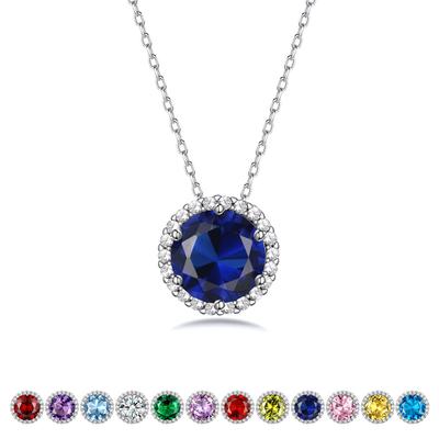 Necklace for Silver 1 Simple Birthday Gift [Bestyle] Women, 925, Hypoallergenic, Zirconia, Birthstone, Pendant, Accessory,