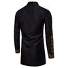 Camisa Masculina Média Branca com Gola Alta e Estampa Banhada a Ouro