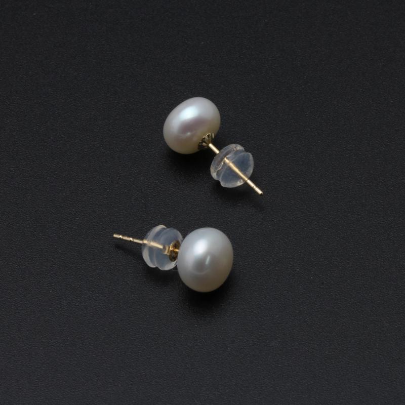 

Real Freshwater 18K Gold Pearl Earrings for Women,Natural Stud Earrings Pearl Girls Wife Anniversary Birthday Gift White Black 7-8mm