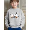 Kids Casual Halloween Ghost Cat Pumpkin Printed Crew Neck Sweatshirt for Daily Wear And Holiday Celebrations