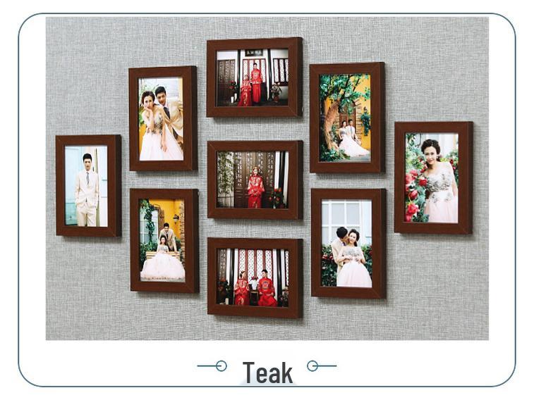 7-Zoll Minimalistisches Modernes Neun-Gitter Wand-Fotorahmen-Set – Stanzfreie Wohnzimmerdekoration
