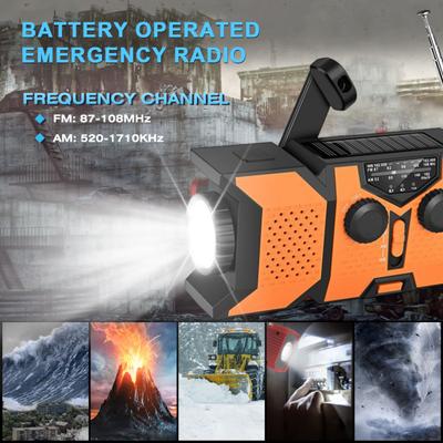 Notfallradio mit SOS-Alarm Taschenlampe Solarbetrieben Handkurbel Wiederaufladbares Radio Outdoor Camping FM AM WB Vollband Tragbares Radio