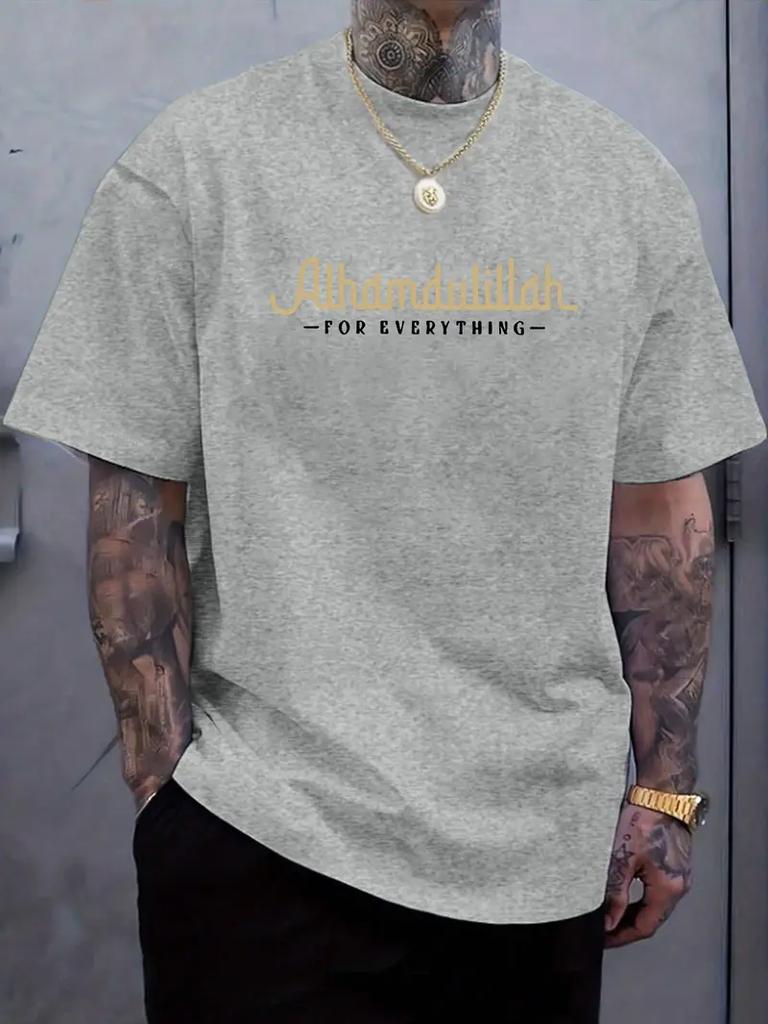 Mens casual short sleeved Tshirt Gratitude to Everything letter printed round neck design a musthave casual wear in summ