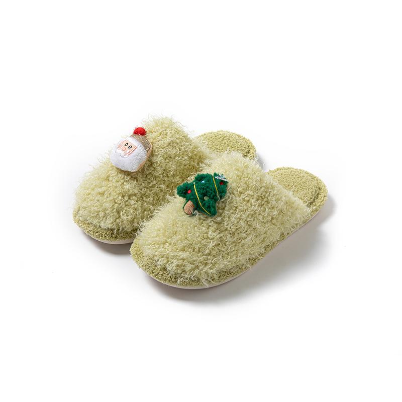 Fashion Women's Christmas Baotou Plush Slippers Women 2025 Autumn Winter New Indoor Cute Flat Bottom Comfortable Soft Sole Home Shoes