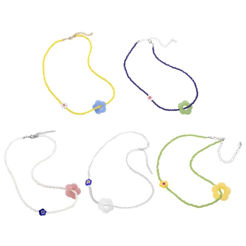 Flowe Beaded Choker Pendant Necklaces Beaded Chain Choker Jewelry Party Jewelry Jewelry Gift Resin Material for Women