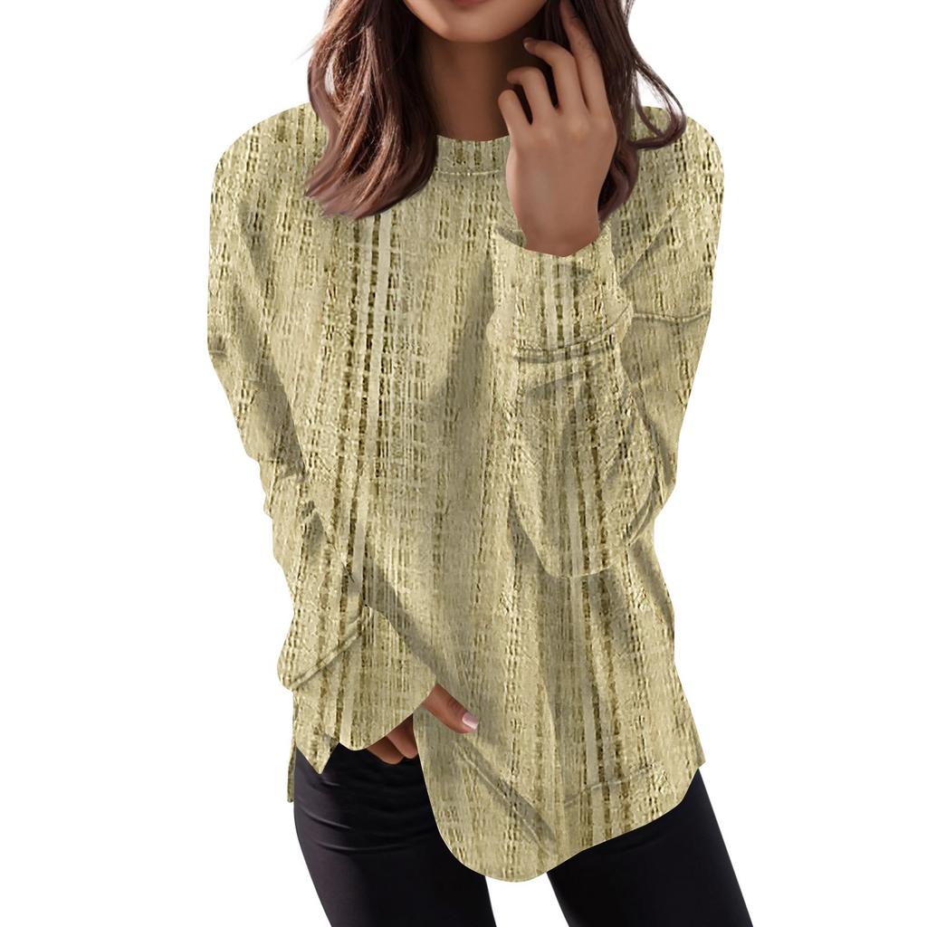 Women's Round Neck Tops Cotton Women's Casual Fashion Print  Long Sleeve O-Neck Pullover Top Blouse