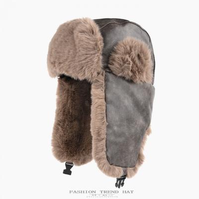 Zimowa skórzana czapka traperka z podszewką z polaru Męska Damska Ciepła Czapka Chroniąca Uszy Outdoor Kolarstwo Narciarstwo Zimna Pogoda