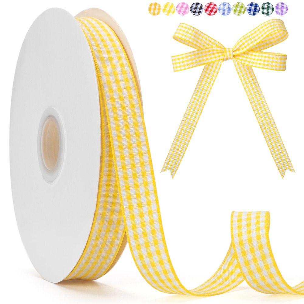 New 50 Yard Plaid Ribbon 2CM Reusable Korean Ribbons Easy Cut Gift Wrapping Bouquets DIY Decor Party Decoration