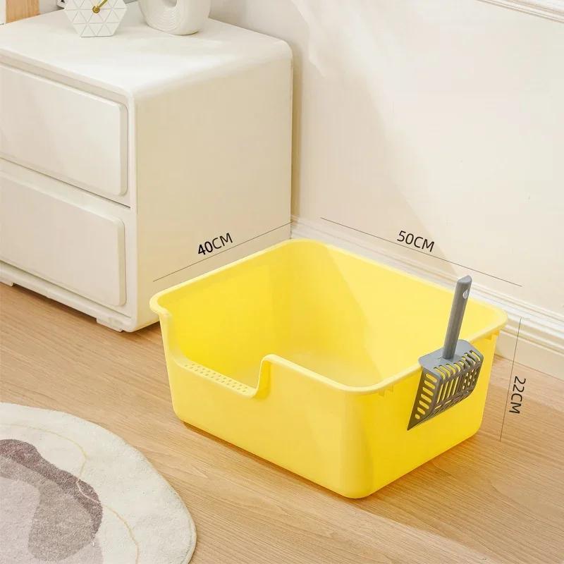 

Полузакрытый лоток для кошачьего туалета с защитой от брызг - Вместительный лоток для котят, практичная песочница для домашних животных, поддон для больших кошек, мелких животных и собак жёлтый