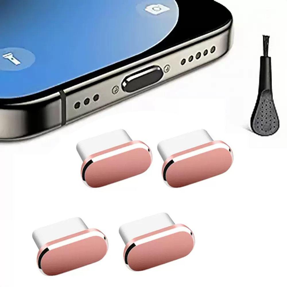 4Pcs USB C Dust Plug With Cleaning Brush Anti Dust USB-C Plug Cover Charging Port Cover Caps For iPhone15 17 Samsung Smart Phone