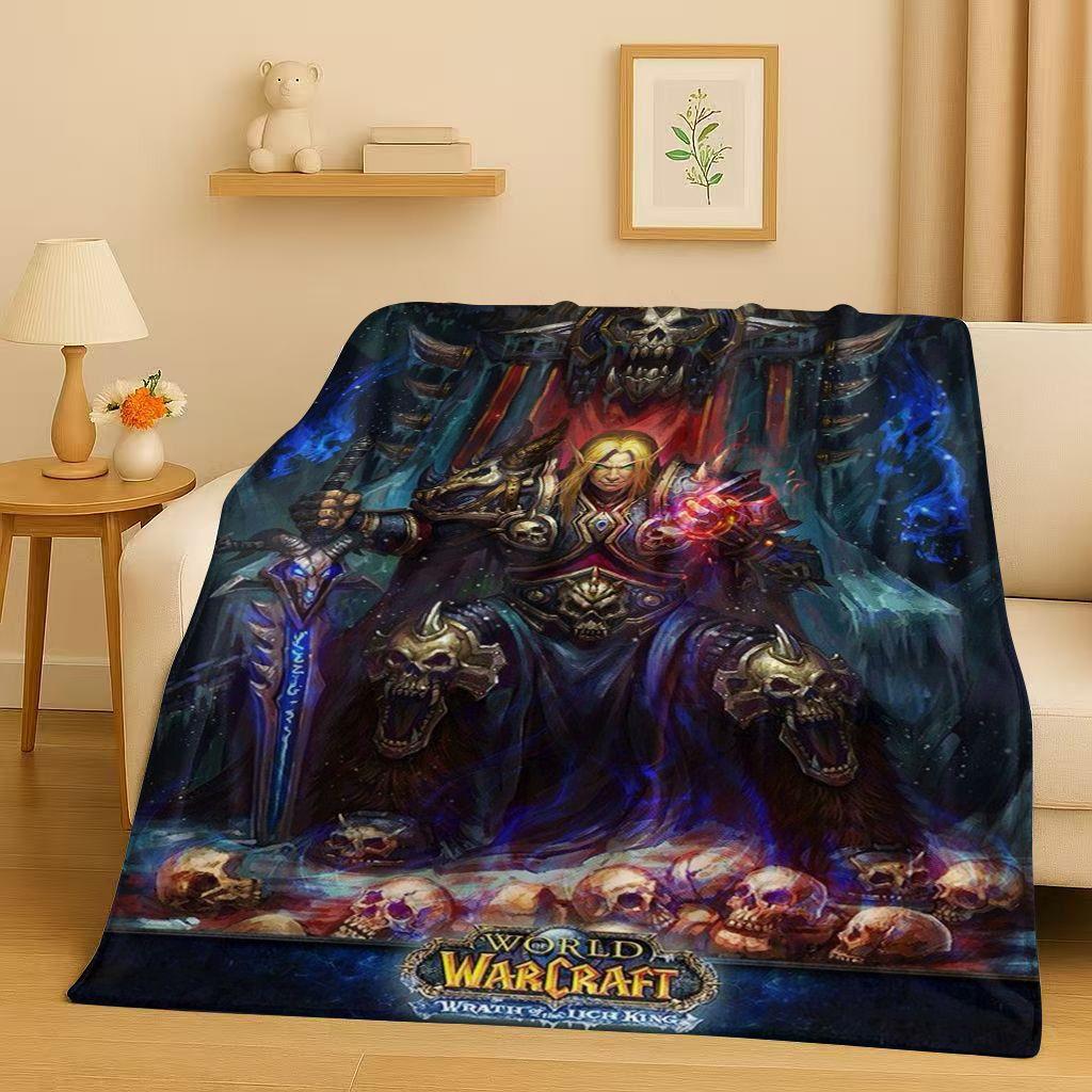 

3D WOW World of Warcraft Game Demon Hunter Arthas Cartoon Flannel Blanket,Ultra Soft Plush Throw for Home Bedroom Bed Sofa Cover 100x150cm