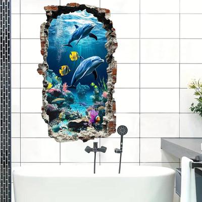 3D Wall Decal Ocean World Self-Adhesive Sticker Semi-Matte Pvc Easy Peel Sticker Irregular Shape Home Decor Ocean Theme Decor