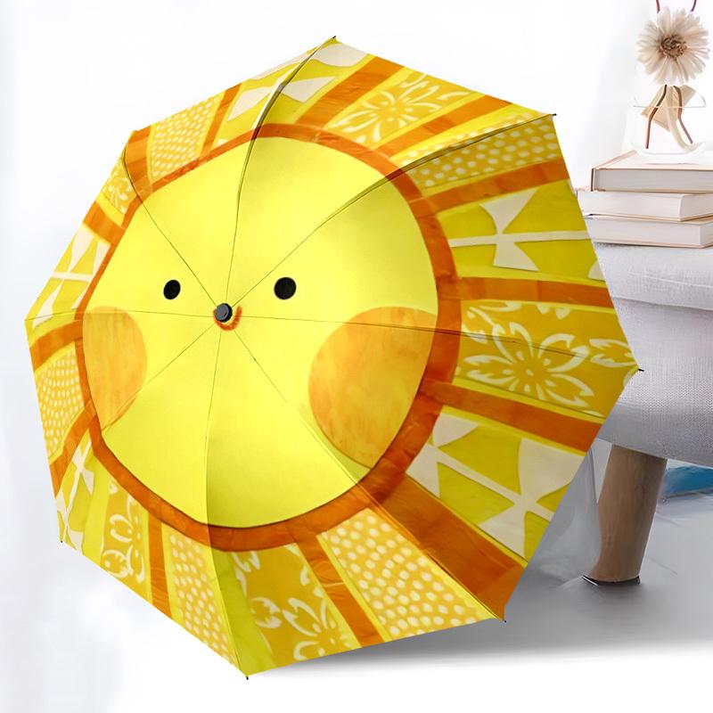 1pc Sunflower Pattern Automatic Folding Umbrella - Portable Collapsible 8-Rib Umbrella for All Seasons Yy251119216