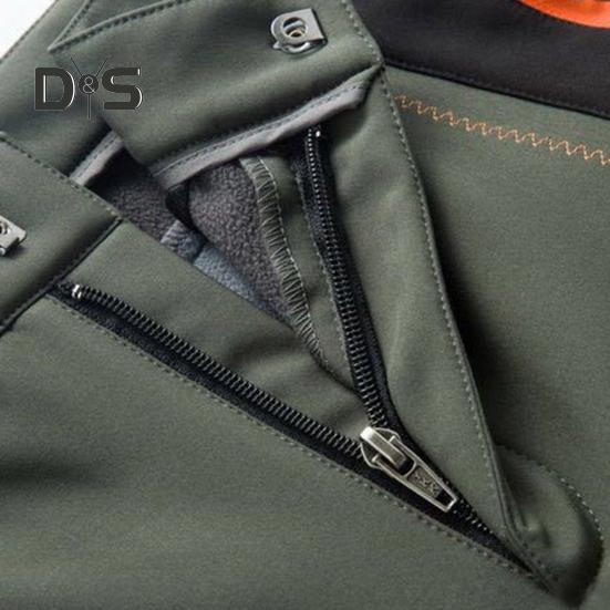 Klatrebukser for menn Elastisk midjeknapp Glidelås Flue Sporty bukser med lommer Patchwork Farge Tykt plysjfôr Utendørsaktiviteter Turbukser