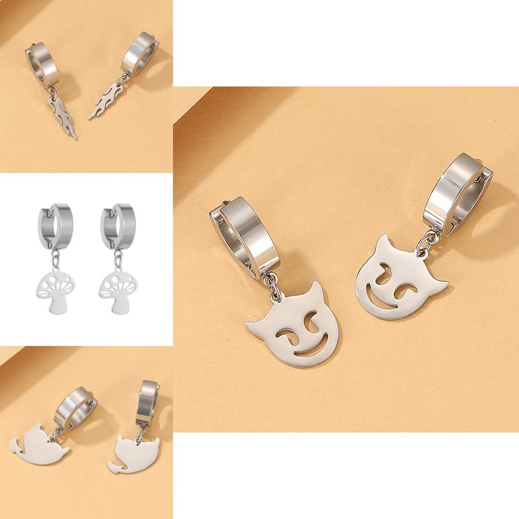 Fashionable Lightning Mushroom Ear Clips For Women Trendy Geometric Alloy Earrings