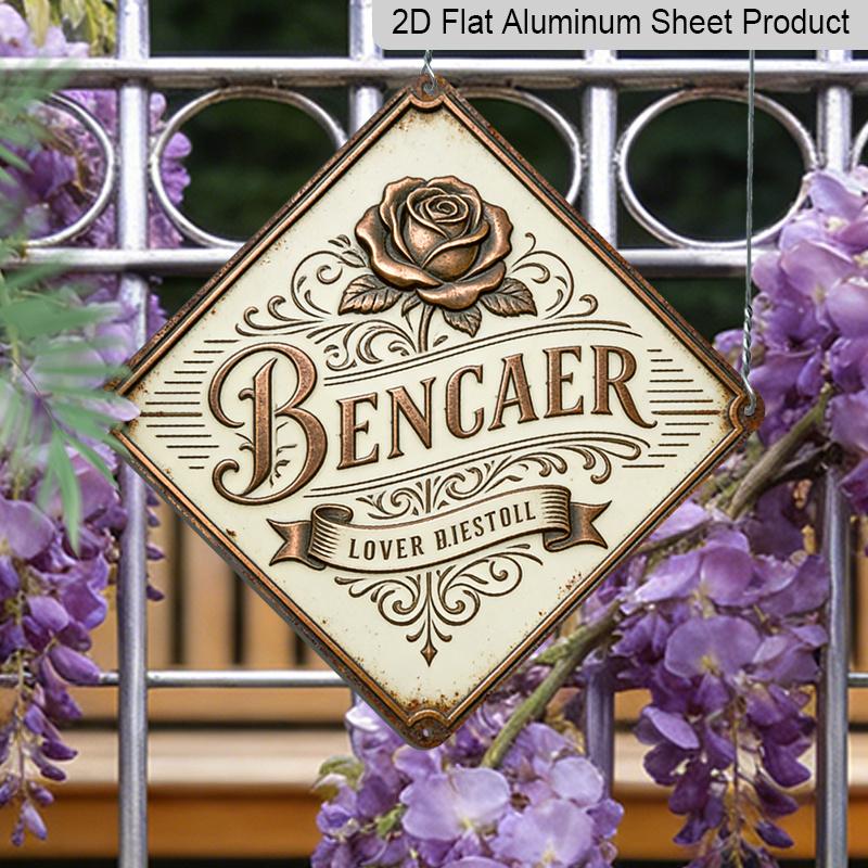 2D Flat - 1pc Design Featuring A Rose Garden Theme, Intended As A Commemorative Gift for A Friend. It Is A Vintage Aluminum Sign, Suitable for 20*20cm
