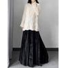 Autumn-Winter Velvet High-Waist Long Skirt - Women's Chinese Style Umbrella Design