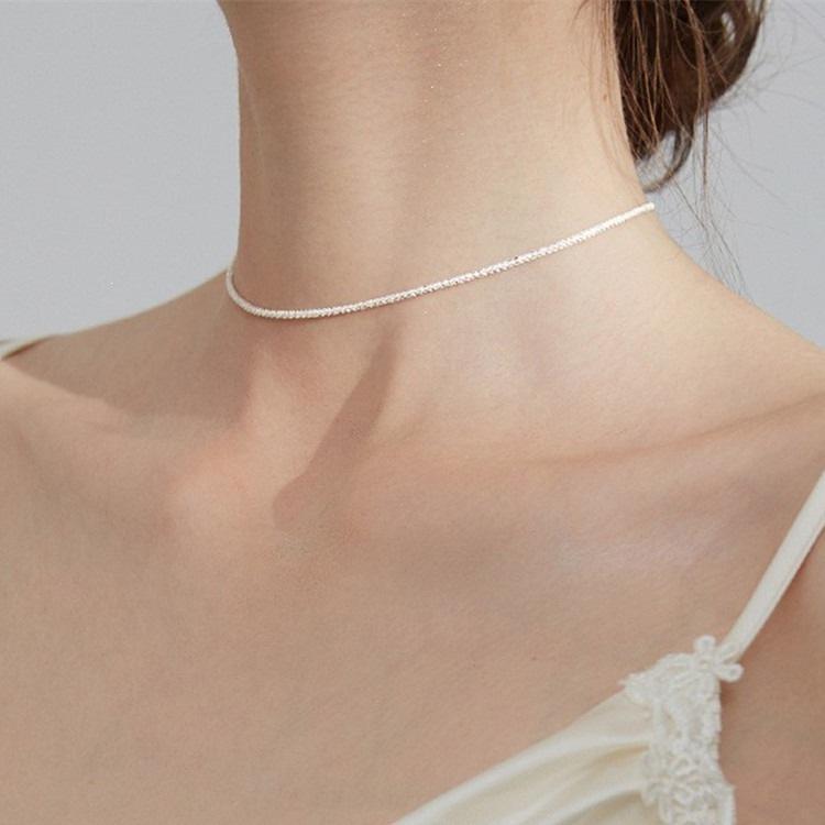 925 Silver-Plated Starry Sky Choker - Simple Korean Clavicle Necklace for Women