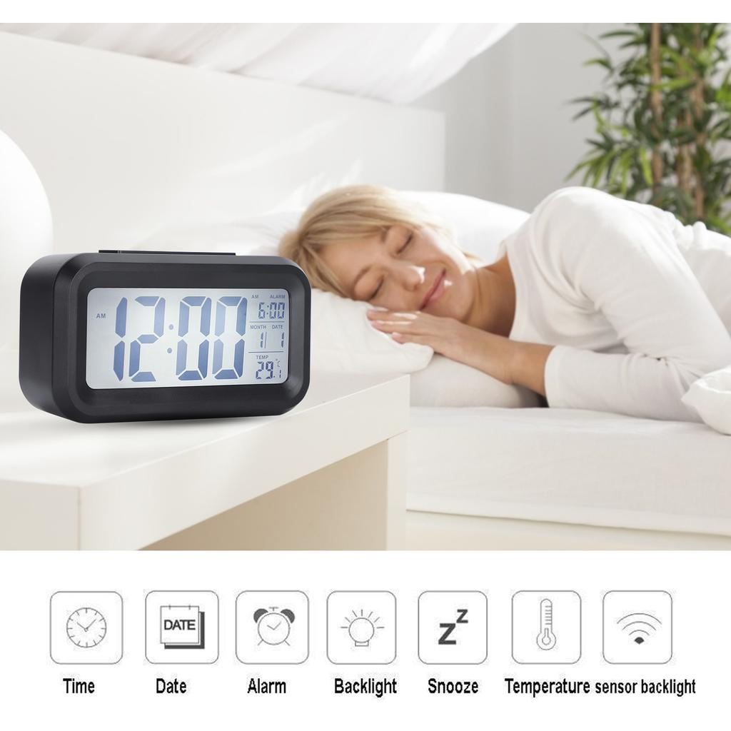 LCD Electronic Clock Large Screen Mute Smart Time Temperature Display Alarm Clock GHY‑501