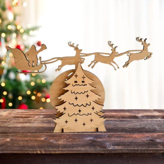 Wooden Rocking Santa Decoration Handcrafted Christmas Figurine for Windowsill Tabletop Festive Home And Shop Decor