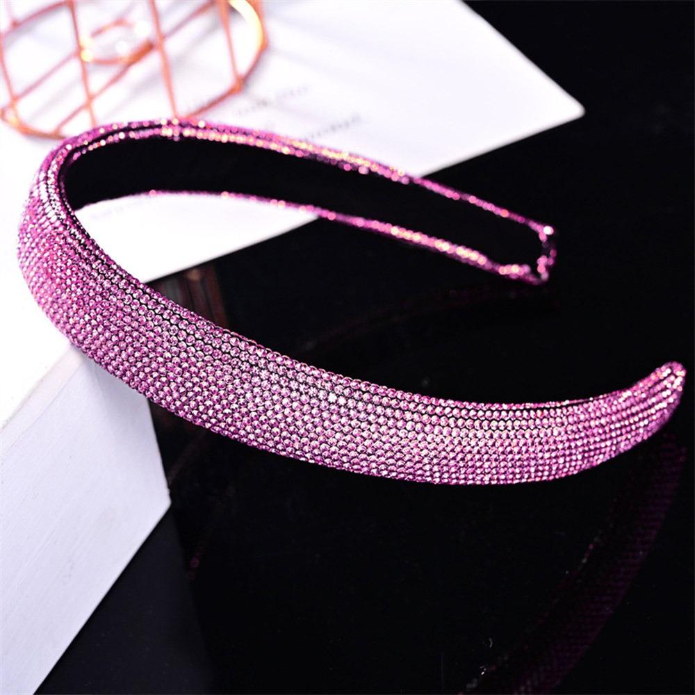 

Versatile Sparkling Rhinestone Headband Cute Full Rhinestone Shiny Hair Hoop Sweet Style Wedding Hair Accessories Daily Wear розовый
