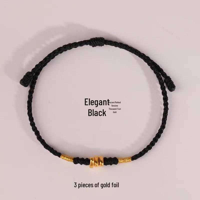 999 Pure Gold Coin Fragments in Year of the Rat Red String Bracelet – Gold Triangle Charm Gift Single Gold Bracelet