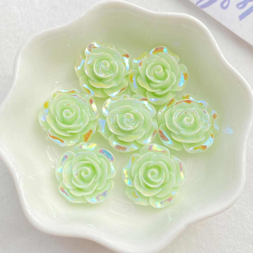 10Pcs Cute Cartoon Colorful Roses Flat back Resin Scrapbooking Crafts Fit Phone Case Decoration DIY Hair Bows Accessories